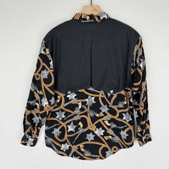 Vintage Panhandle Slim Top Womens Small Cowboy Sherrif Badge Print Western Rodeo - Picture 5 of 15